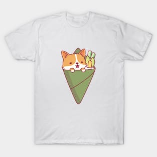 Cute Corgi Temaki Sushi Doodle T-Shirt